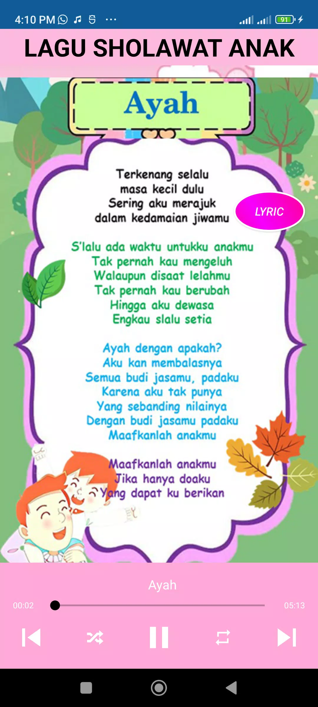 Lagu Anak Muslim Sholawat Nabi Ekran Görüntüsü 2