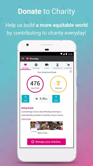 WowApp - Earn. Share. Do Good Captura de pantalla 3