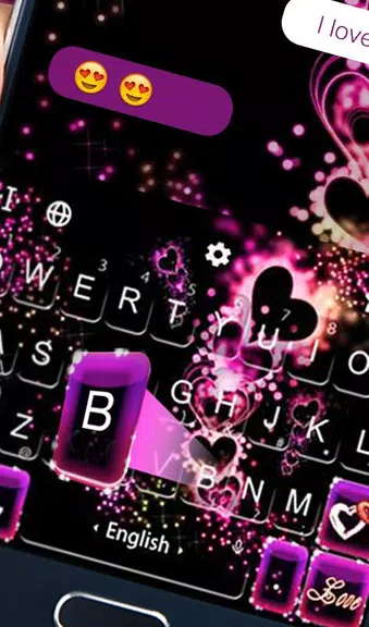 Sparkling Purple Heart Keyboard Theme 螢幕截圖 2