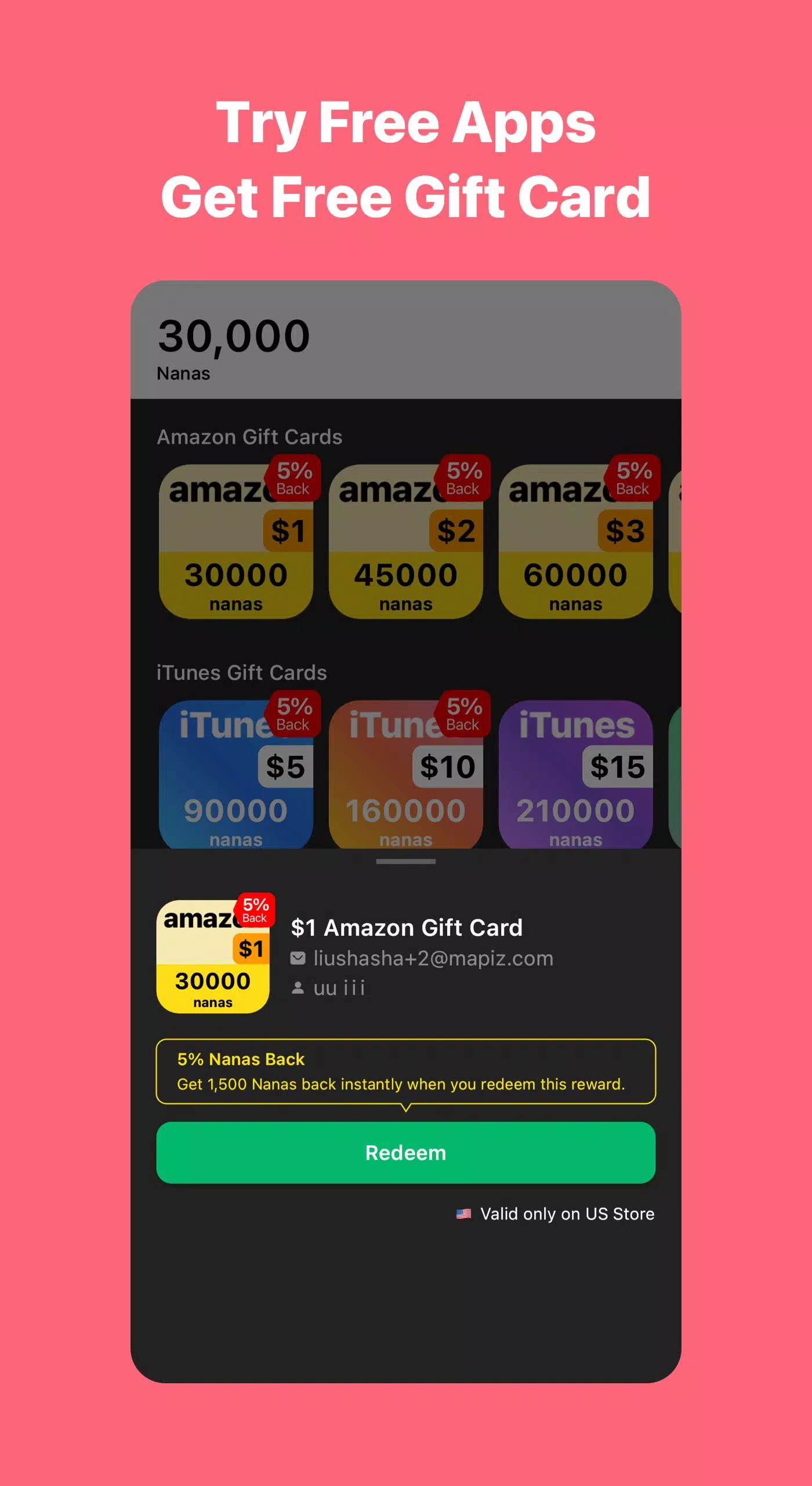 AppNana: Gift Cards Rewards スクリーンショット 1