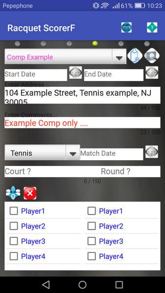 Racquet Game Scorer Скриншот 1