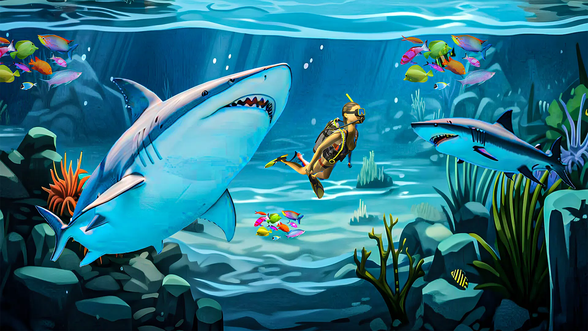 Shark Attack Games Offline ภาพหน้าจอ 0