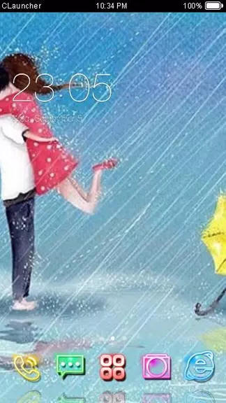 Cartoon Couple Sweet Theme HD Captura de pantalla 0