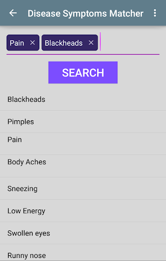 Disease Symptoms Matcher Captura de tela 1