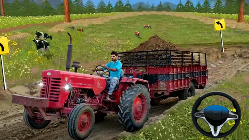 Indian Tractor Trolley Farming Скриншот 3