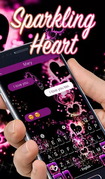 Sparkling Purple Heart Keyboard Theme 螢幕截圖 1