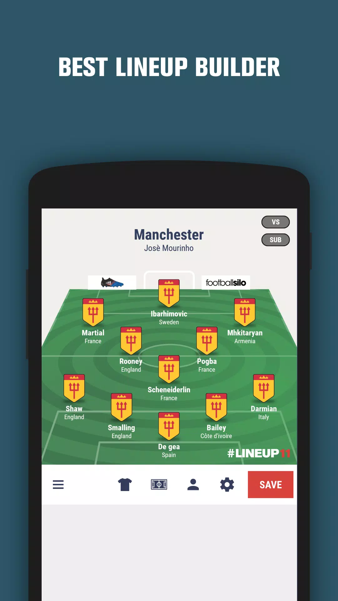 LINEUP11：足球阵容应用截图第1张