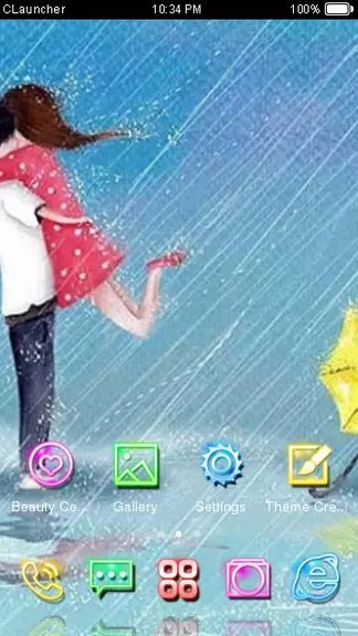 Cartoon Couple Sweet Theme HD Captura de pantalla 1