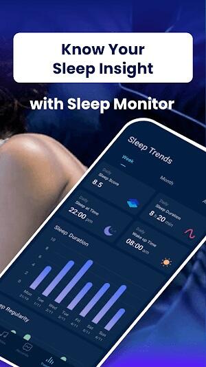 Sleep Monitor
</p> Coloque su teléfono cerca de su almohada antes de acostarse para un seguimiento preciso del movimiento y los patrones de respiración. <ul>
<li> </li> rastrea automáticamente sus patrones de sueño, analizando las etapas de sueño (Light, Deep, REM) e identificando las interrupciones. <D🎜>
<li>
Sleep Monitor Estos simples pasos permiten que </li> analice eficientemente su sueño, guiándole hacia una mejor salud del sueño. </ul>
<p> Características clave de Sleep Monitor apk </p>
<h2>
Sleep Monitor </h2> Seguimiento avanzado del sueño: <ul> registra con precisión la duración y la calidad del sueño, detallando las etapas de sueño ligero, profundo y rem. <li>
<strong> </strong> Alarma inteligente: </li> Analiza su ciclo de sueño y le despierta en el momento óptimo para un comienzo renovado. <li>
<strong> </strong> Sonidos de sueño calmantes: </li> Una biblioteca de sonidos relajantes (olas, lluvia, ruido blanco) para promover la relajación y el sueño más profundo. <li>
<strong>
</strong> </li> mod apk premium desbloqueado 