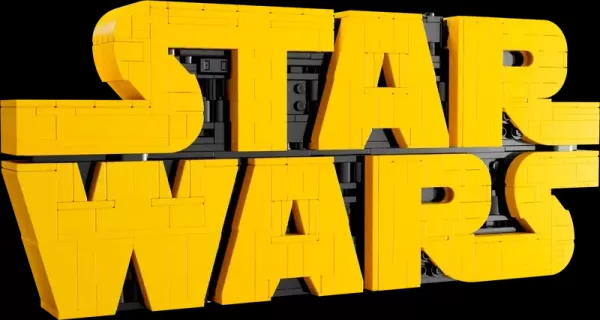 Logotipo de Star Wars construido en ladrillos de LEGO