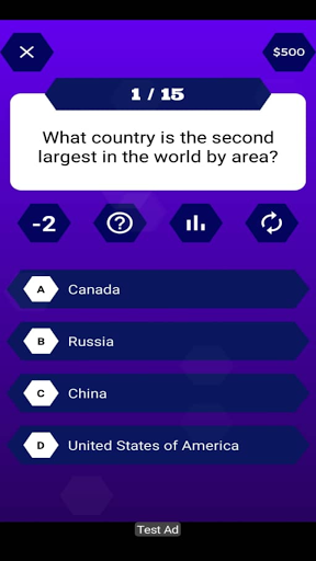 Millionaire Game - Trivia Quiz Ảnh chụp màn hình 1