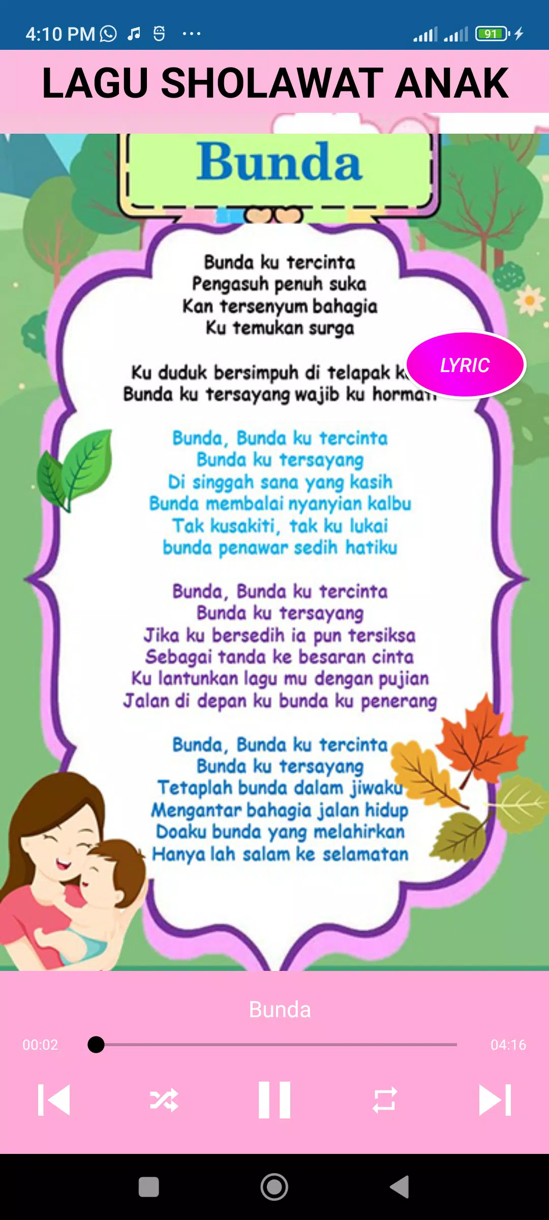 Lagu Anak Muslim Sholawat Nabi Ekran Görüntüsü 3