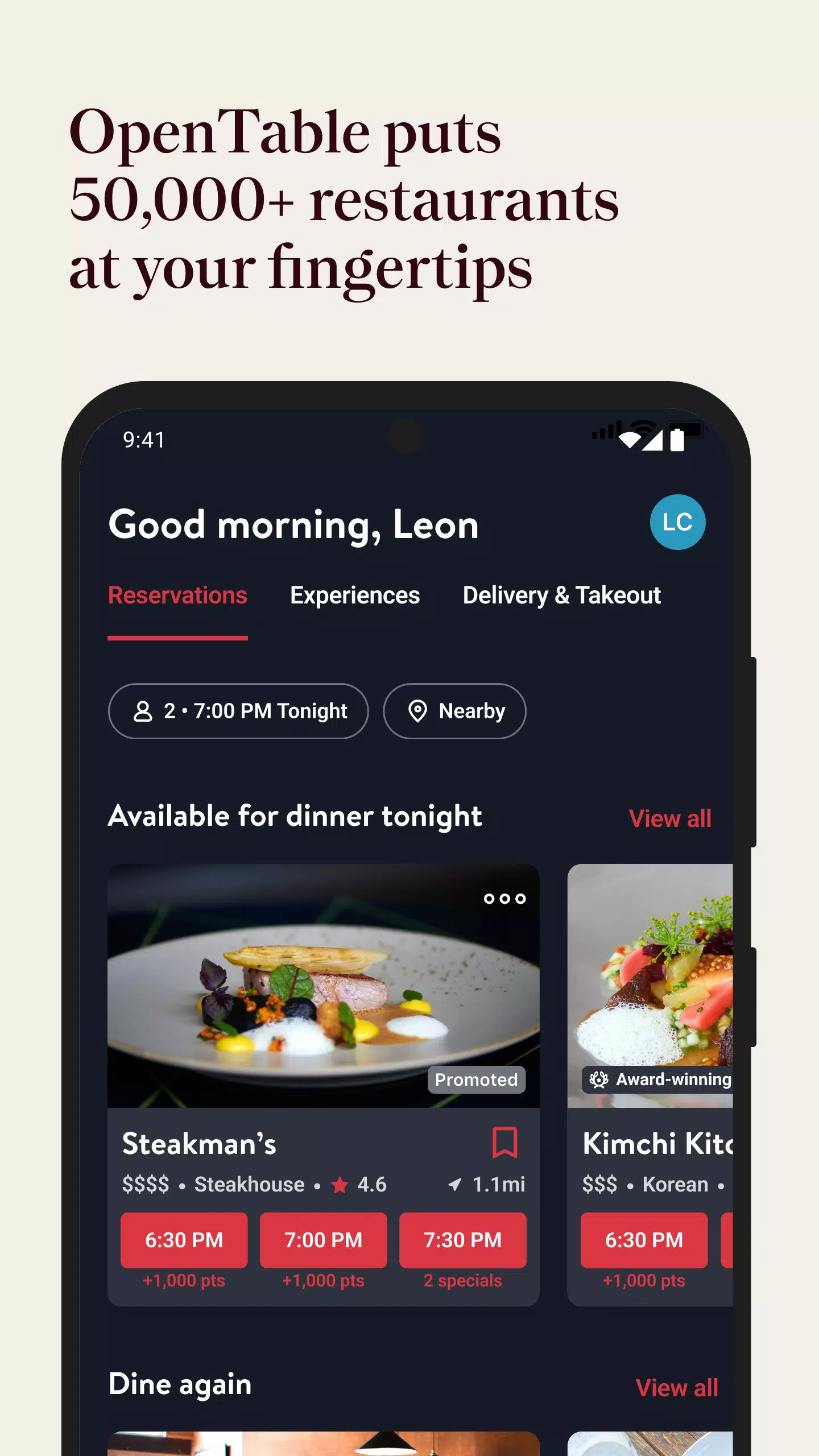 OpenTable Ekran Görüntüsü 0