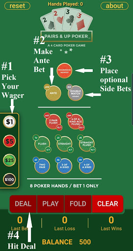Pairs and Up Poker Ekran Görüntüsü 1