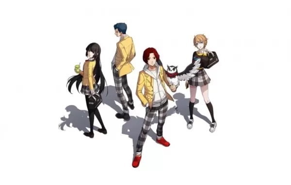 A picture of students from Persona 5: The Phantom X wearing yellow canary jackets