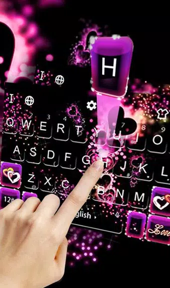 Sparkling Purple Heart Keyboard Theme 螢幕截圖 0