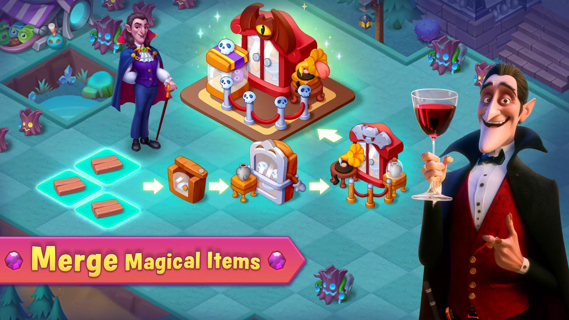 Merge Vampire: Monster Mansion ဖန်သားပြင်ဓာတ်ပုံ 3