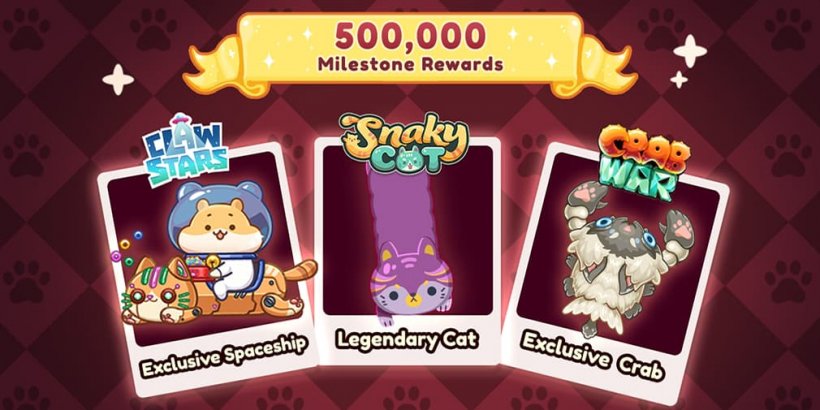 images showing Claw Stars : Stars de la pince le vaisseau spatial exclusif, le chat légendaire et le crabe exclusif de Crab War 500 000 pré-inscriptions récompenses