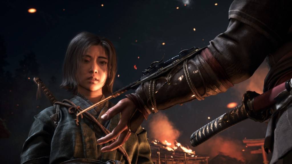 Naoe receiving Hidden Blade