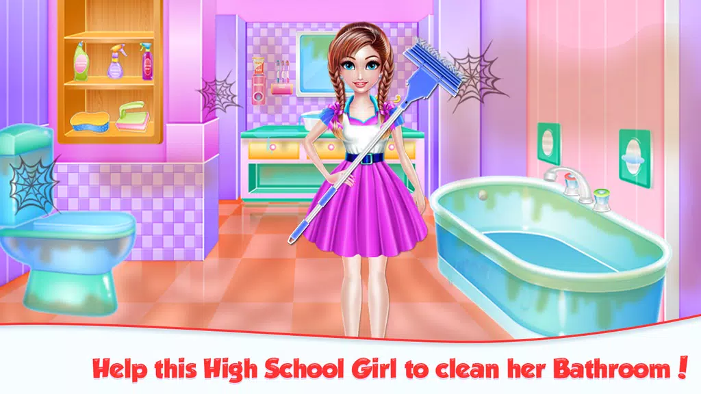 Highschool Girl House Cleaning Captura de tela 1