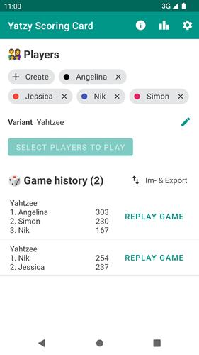 Yatzy Scoring Card Ekran Görüntüsü 0