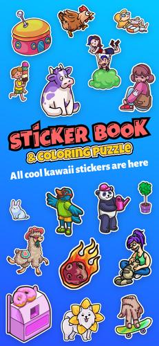 Sticker book & coloring puzzle Ekran Görüntüsü 0